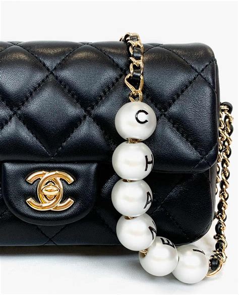 chanel bag pearl strap|chanel bag with chain strap.